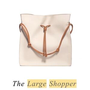 Cream and Tan Large Shopper Bag Von Holzhausen Vegan large Shopper